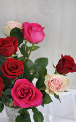 bouquet of beautiful pink and red roses