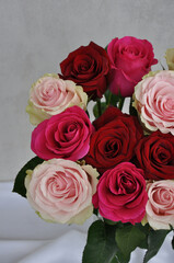 bouquet of beautiful pink and red roses