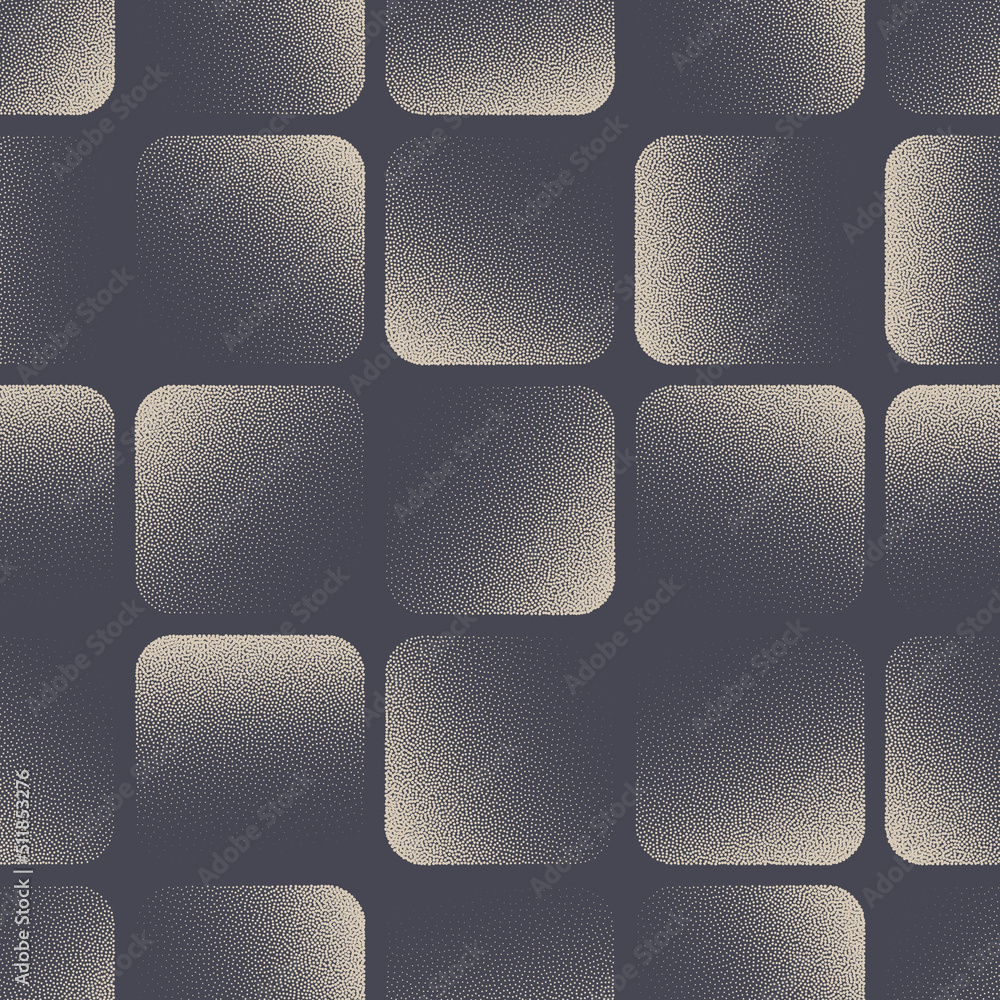 Poster rounded square tile seamless pattern vector geometric simple abstract background. aesthetic bauhaus 