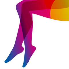 Long and slim female legs in stockings on white background, vector illustration.
