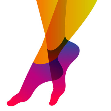 Long And Slim Female Legs In Low Cut Socks On White Background, Vector Illustration.