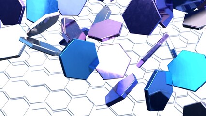 タイル 六角形 ビジネス ジオメトリ VJ 紫 青 [別Verあり]