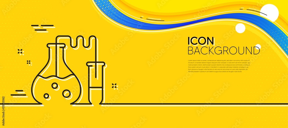 Poster chemistry lab line icon. abstract yellow background. laboratory flask sign. analysis symbol. minimal