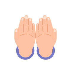 pray, worship, ask something to God. hand gesture. hands up. flat cartoon illustration. concept design. icons and symbols. vector