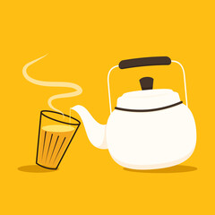 Indian hot drink vector. Indian chai icon. Chai is Indian drink. 