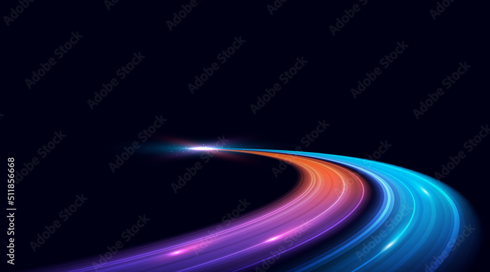 Poster modern abstract light trails with high-speed effect. futuristic dynamic motion technology. movement 
