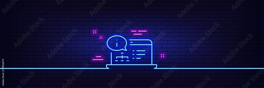 Poster neon light glow effect. online documentation line icon. technical instruction sign. 3d line neon glo