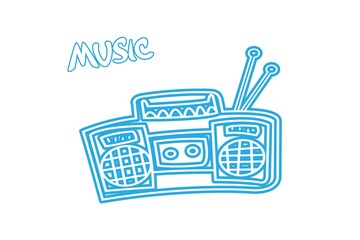 retro radio player isolated on a white background.