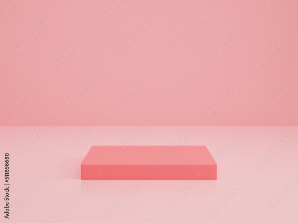 Poster podium 3d rendering mockup in redred podium 3d rendering mockup