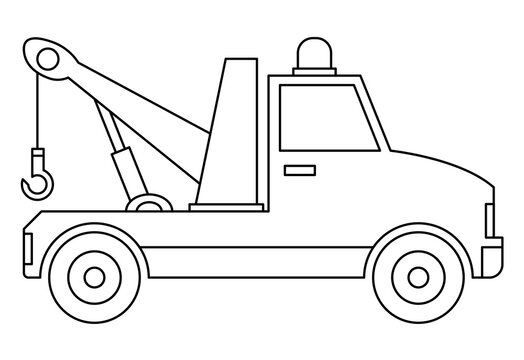 recommend clip art: Tow Truck. Line Style. Stock Vector Illustration