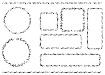  手描き葉っぱのフレーム、バナーセット