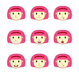 set of girl cartoon faces