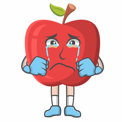 Apple Sad Expression design character, design vector illustrator.