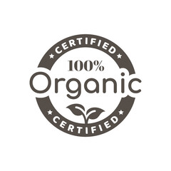 100% Organic black vector label. Product stamp, sticker or badge.