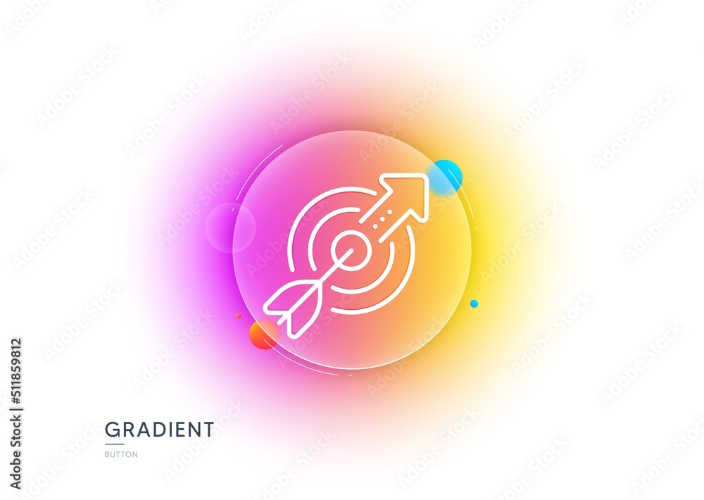 Aufkleber target aim line icon. gradient blur button with glassmorphism. financial target sign. business objec