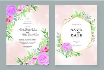 Luxury floral decorated wedding invitation card design templates