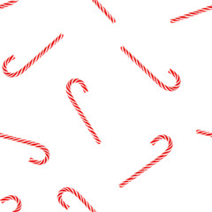 Christmas candy cane isolated on white background, SEAMLESS, PATTERN