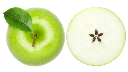 green Apple isolated on white background, clipping path, full depth of field