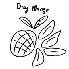 Dry mango. Outline vector design on white background.