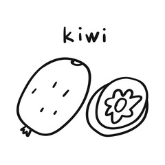 Kiwi fruit. Outline hand drawn icon. Food illustration on white background.