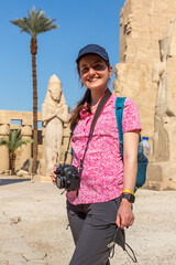 Woman at Karnak temple in Luxor, Egypt