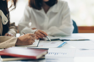 Fund managers team consultation and discuss about analysis Investment stock market