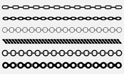Chain pattern brush set of braided ropes vector illustration