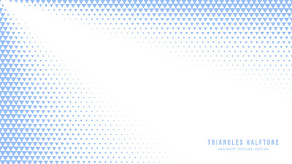 Triangles Modern Halftone Geometric Pattern Vector Rays Border White Blue Abstract Background. Faded Checkered Triangle Particles Subtle Texture. Half Tone Art Graphic Minimal Pale Blue Wide Wallpaper