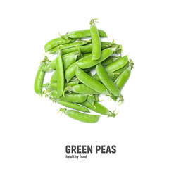 Whole pea pods with beans isolated on a white background.