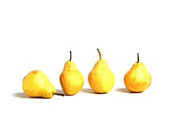 four pears isolated on white background