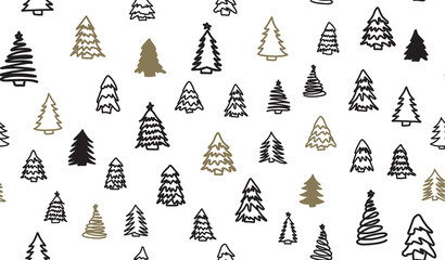 Christmas tree set, Hand drawn illustrations.	