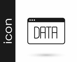 Black Data analysis icon isolated on white background. Business data analysis process, statistics. Charts and diagrams. Vector