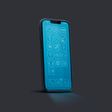 Smartphone homescreen with mobile apps