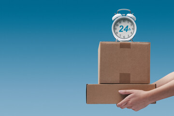 24 hours delivery courier service - obrazy, fototapety, plakaty