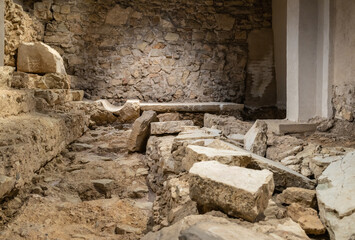 Foundations of the western portico of the Capitolium in the in the Roman Brescia Archaeological...