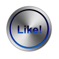 Like! 3d Button metallic blau