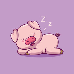 Obraz na płótnie Canvas Cute pig sleeping cartoon illustration