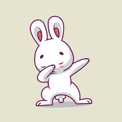 Cute rabbit dabbing cartoon illustration