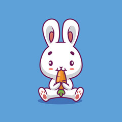 Cute rabbit eating carrot cartoon illustration