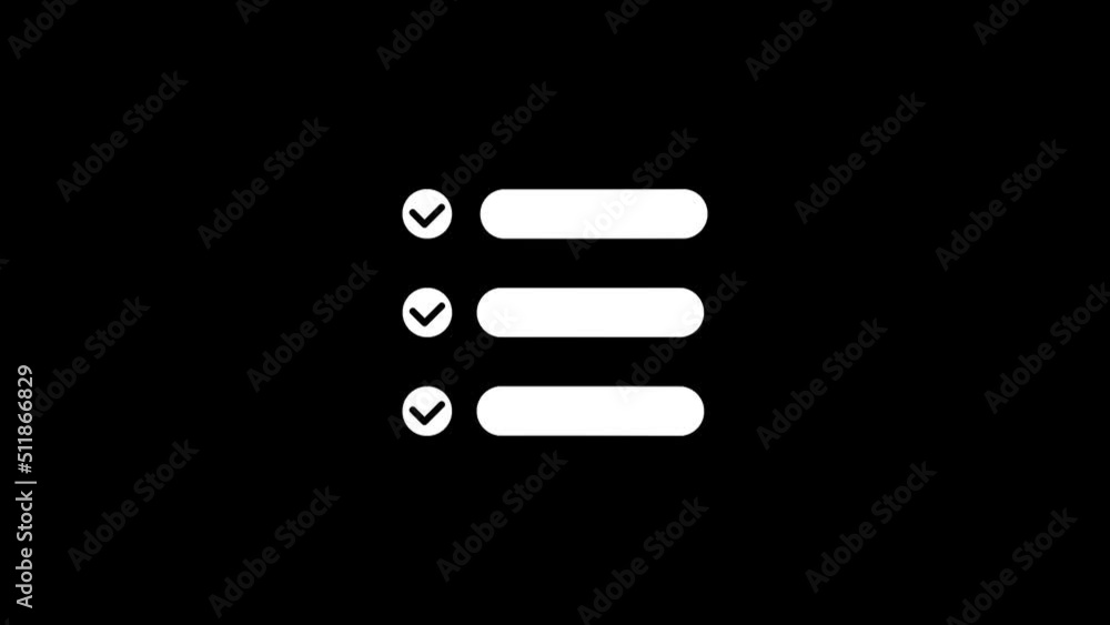 Poster white picture of check mark on a black background. list of cases that have been performed. distortio