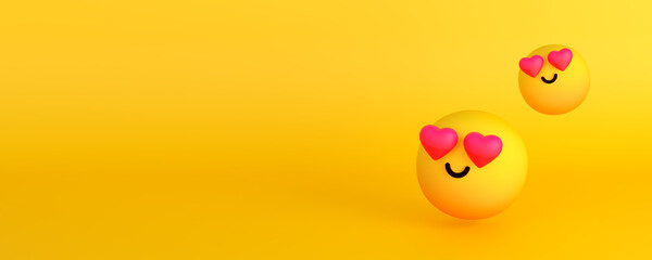 Lovely Smiling Face with Heart Eyes emoji Rolling on the Floor Laughing Happy yellow background 3d rendering