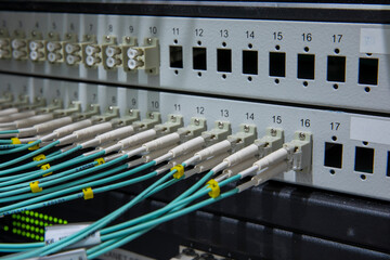 Network panel, switch and cable in data center