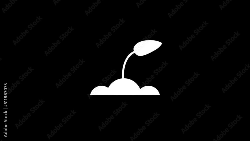 Poster white picture of plant on a black background. sprout sprouted from the ground. distortion liquid sty