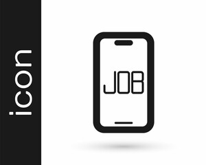 Black Search job icon isolated on white background. Recruitment or selection concept. Human resource and recruitment for business. Vector