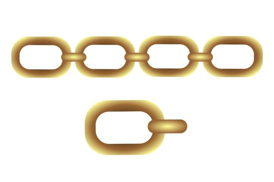 The chain is a golden vector. The links of the chain are gold. Realistic chain and links. the 3d chain is large. Luxury illustration