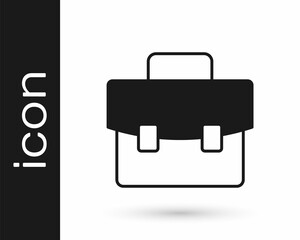 Black Briefcase icon isolated on white background. Business case sign. Business portfolio. Vector
