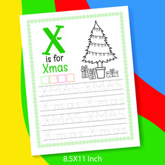 A to Z alphabet letter with easy word tracing and coloring book for preschool or kindergarten kids. A-Z Word tracing and coloring activity log sheet for Kindergarten and preschool kids