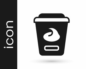 Black Yogurt container icon isolated on white background. Yogurt in plastic cup. Vector