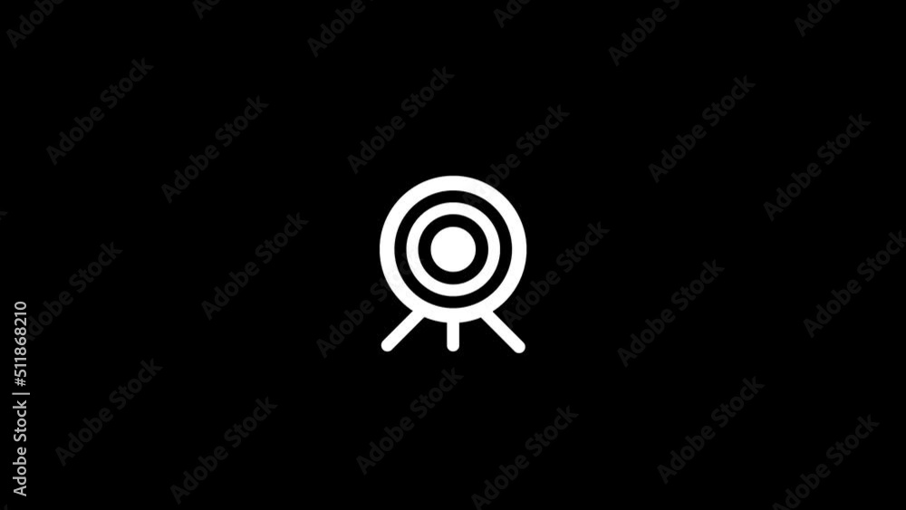 Poster white picture of goal on a black background. target in the archery club. distortion liquid style tra