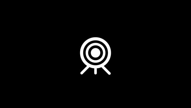 White picture of goal on a black background. target in the archery club. Distortion liquid style transition icon for your project. 4K video animation for motion graphics and compositing.